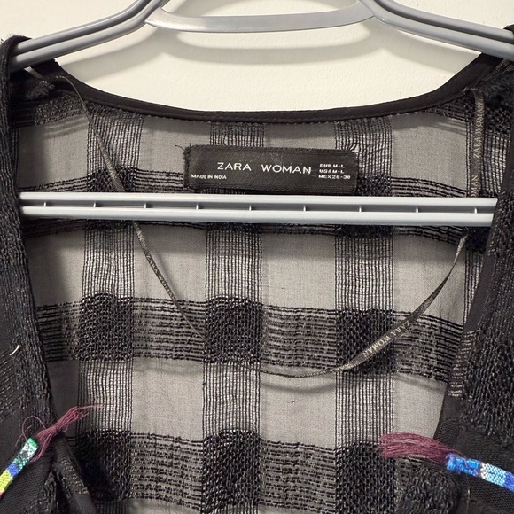 Zara Black Bohemian Sheer Midi Dress size L - Picture 8 of 12
